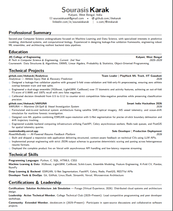 Sourasis Karak résumé preview
